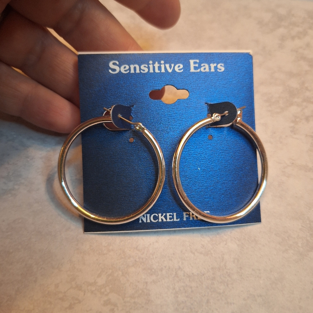Silver Hoop Earrings for Sensitive Ears